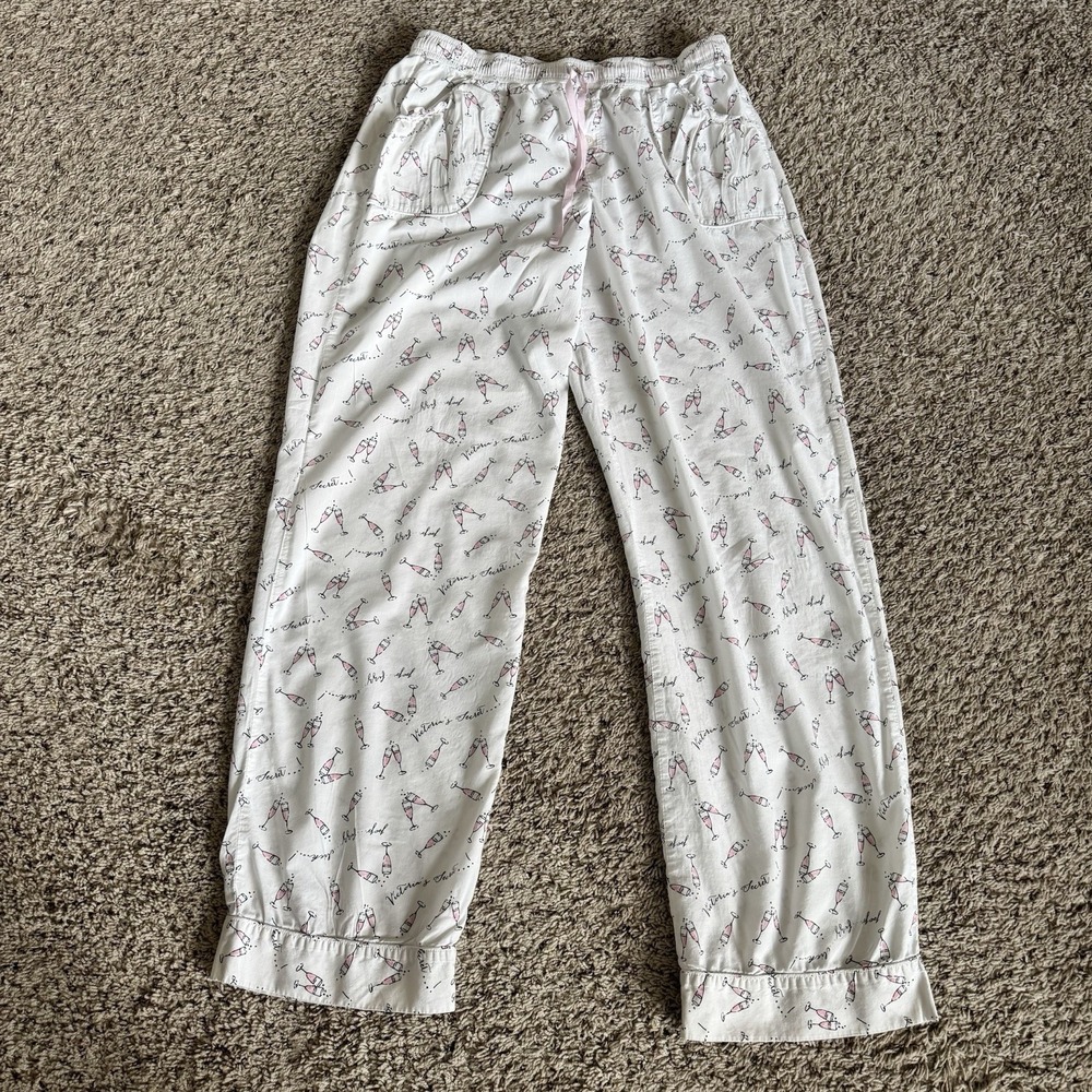 Victoria's Secret Pajama Pants Champagne Glass Print Lounge Sleepwear M